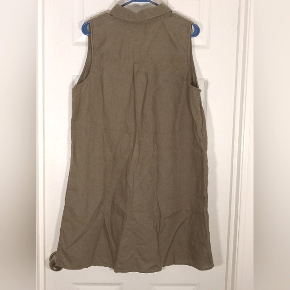 Linen Sleeveless Shirt Dress Tahari 1X - Picture 3 of 6